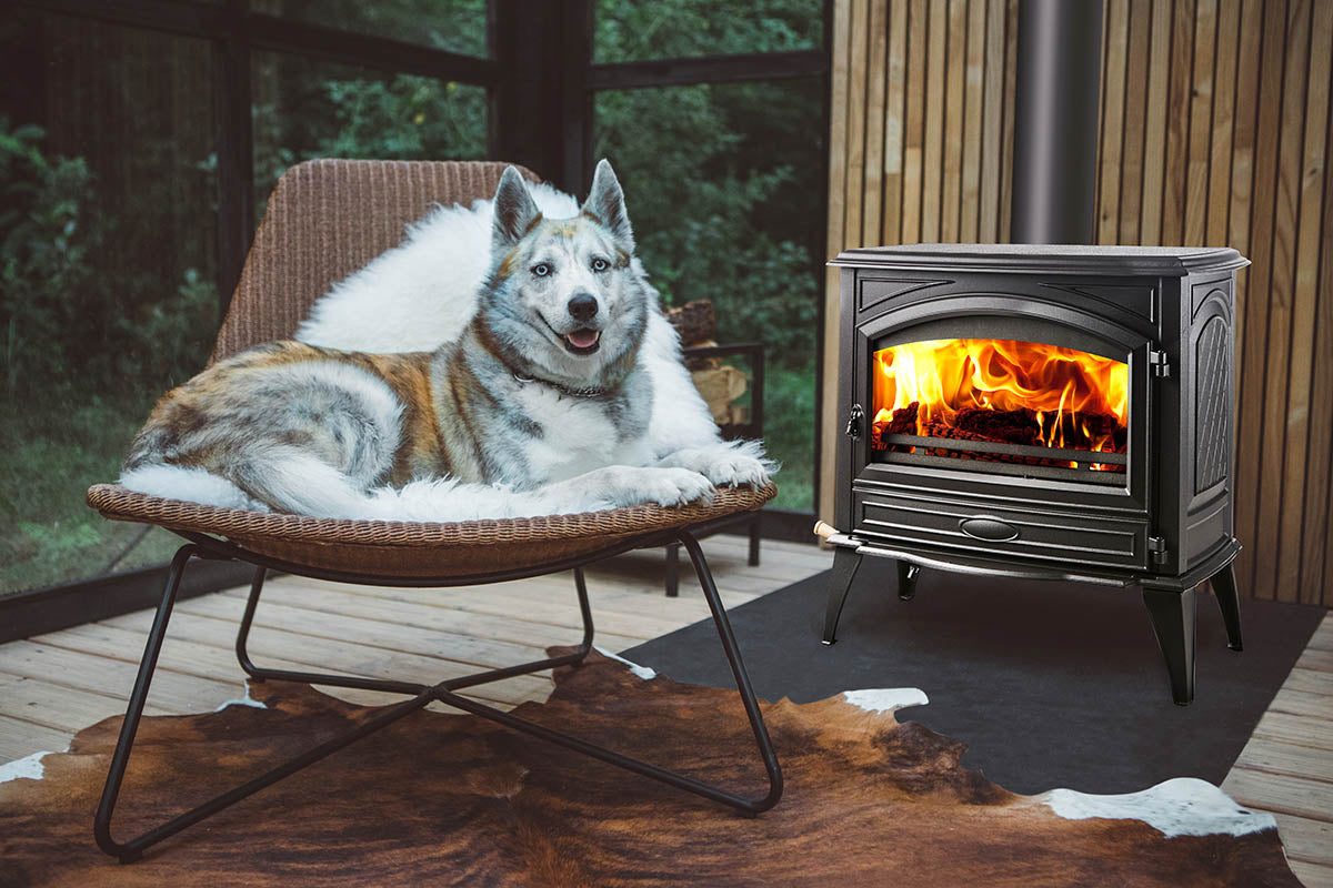 Sierra Flame Lynwood W76 Wood Burning Stove — Cast Iron, Black