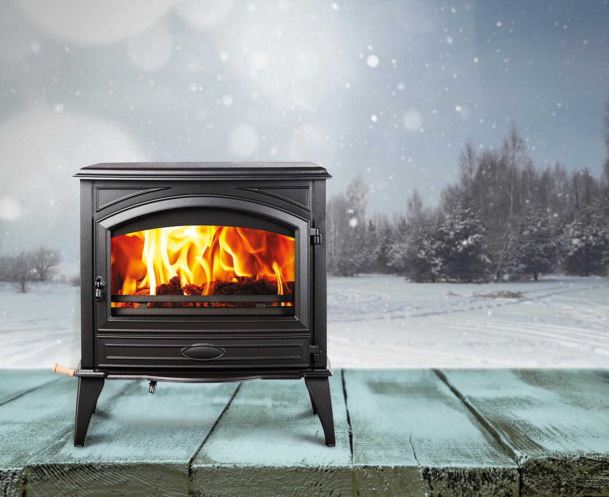 Sierra Flame Lynwood W76 Wood Burning Stove — Cast Iron, Black