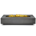 Modern concrete fire pit with flames on a white background
