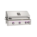 Stainless steel grill with LED lighting on a white background