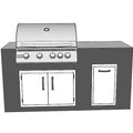 Outdoor grill with cabinets on a white background
