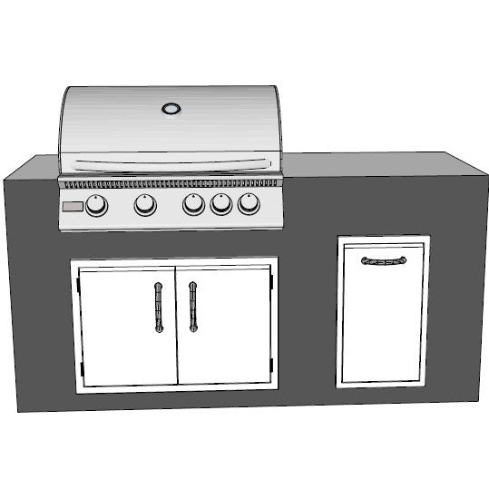 Outdoor grill with cabinets on a white background