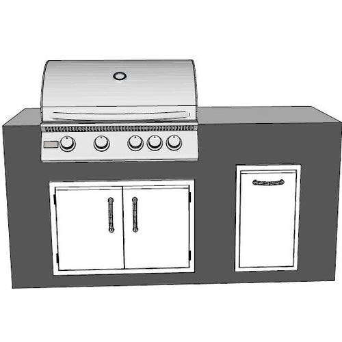 Outdoor grill with cabinets on a white background