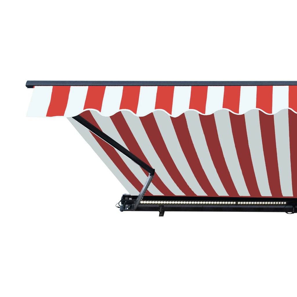Moroccan Semi-Cassette Motorized Patio Awning with LED Lights – 19.7 × 10 ft