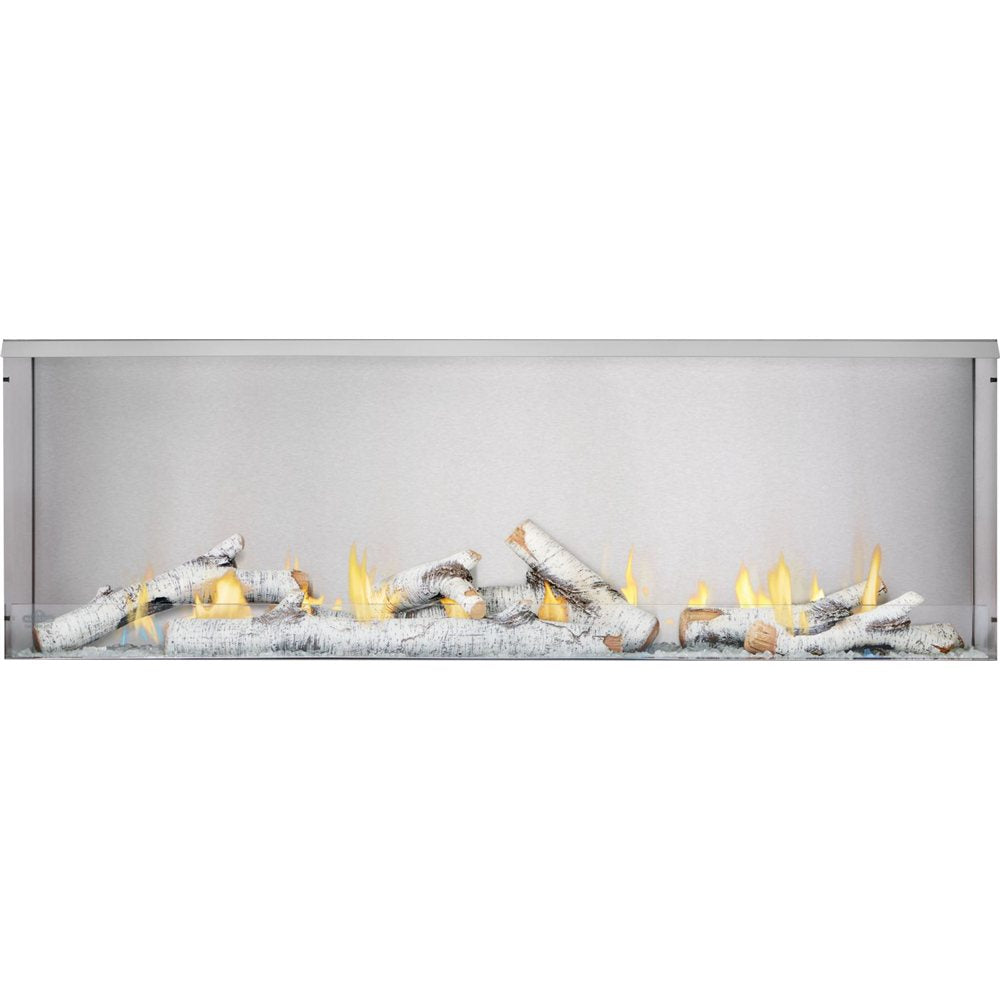 Modern electric fireplace with logs and flames on a white background