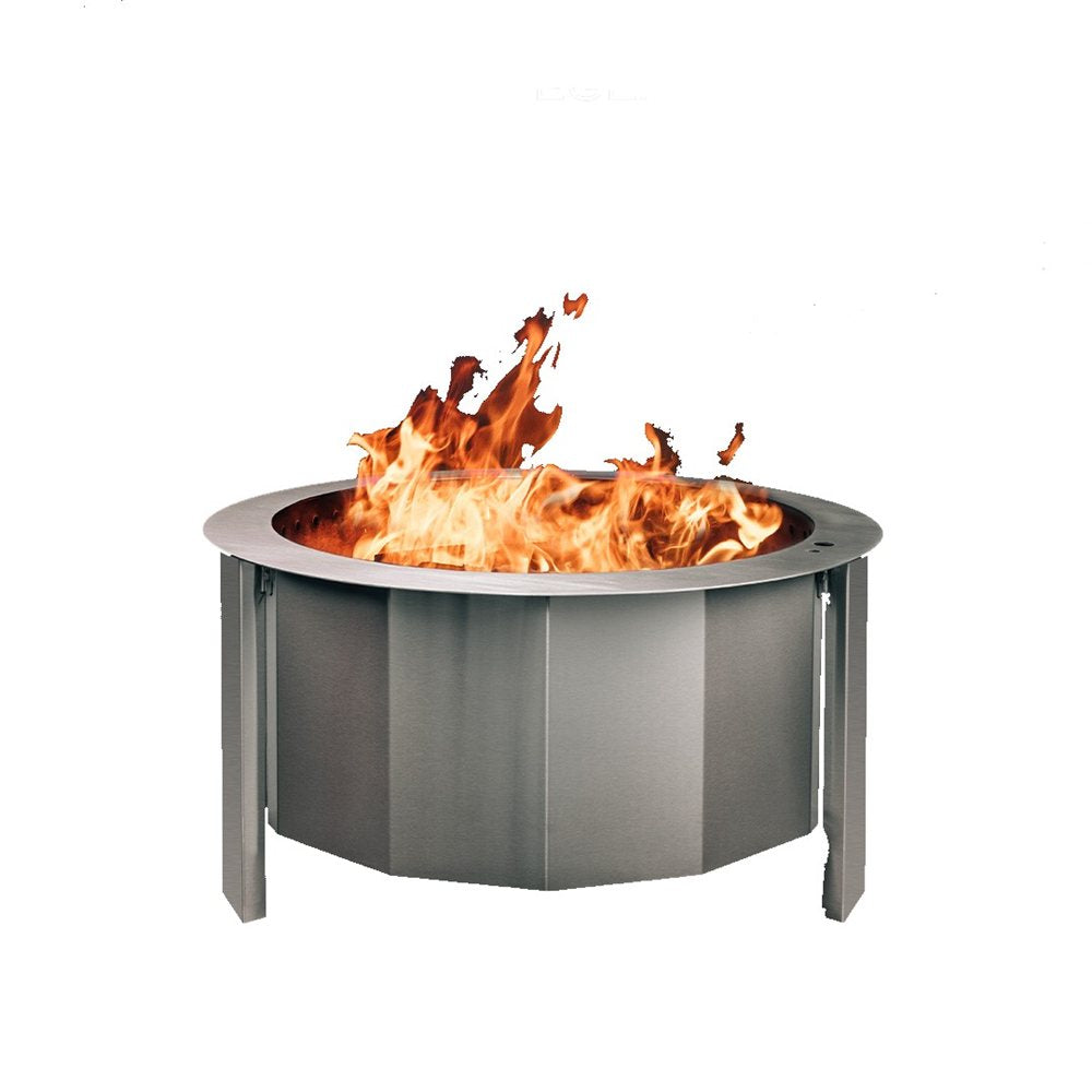 Fire pit with flames on a white background