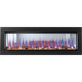 Modern electric fireplace with colorful flames on a white background