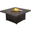 Fire pit table with flames on a white background