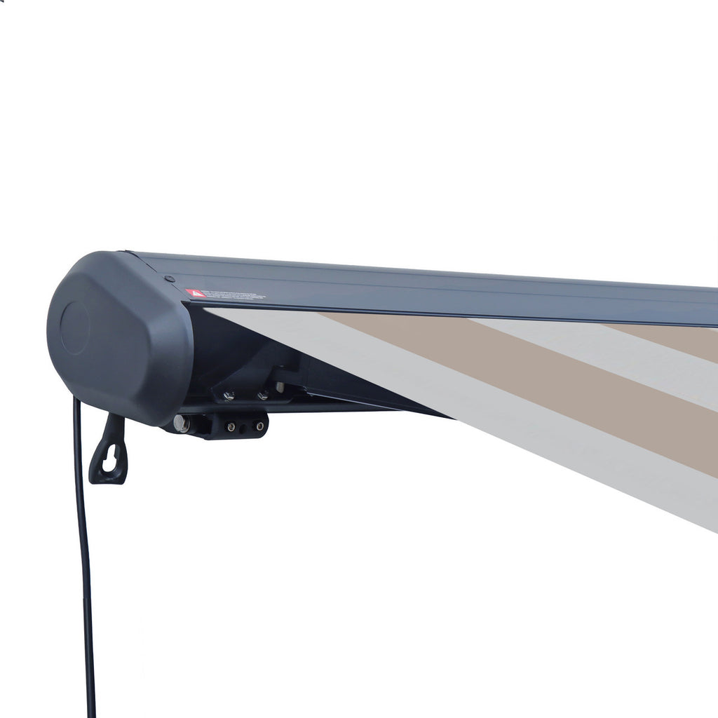 Italian Series 16x10 ft Motorized Patio Awning — Beige Stripe