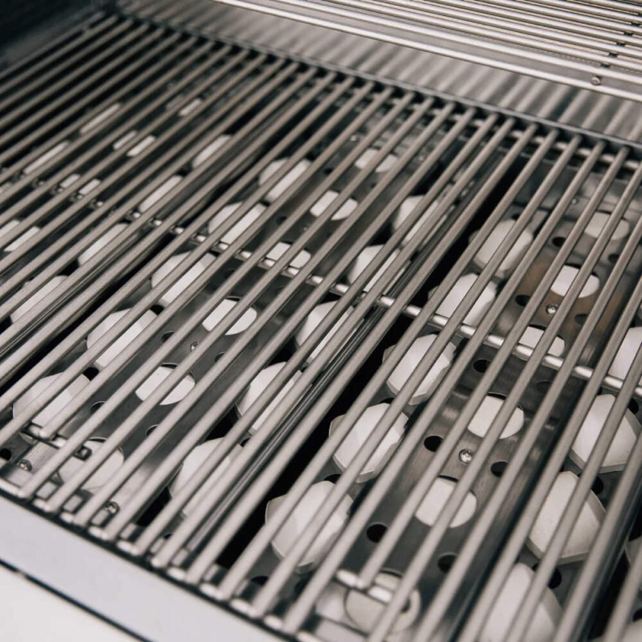Close-up of a stainless steel grill grid