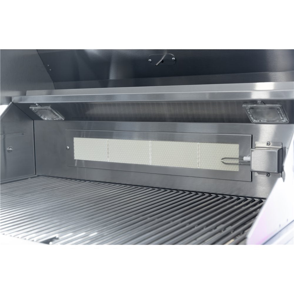 Stainless steel grill with a mesh cover on a white background